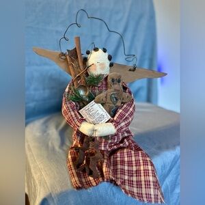 Handcrafted Primitive Folk Art Angel Hanging Decor Vintage Ginger Cookie Recipe